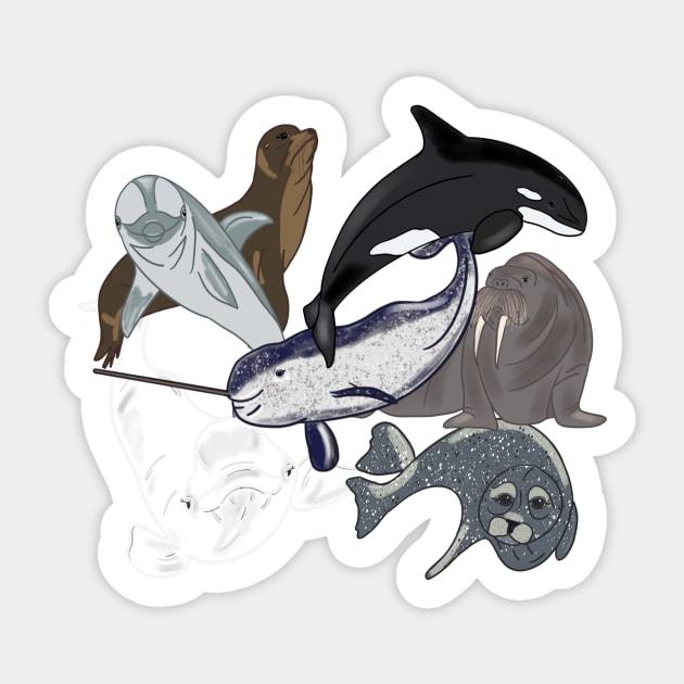 Marine Mammal Grouping Sticker by eeliseart